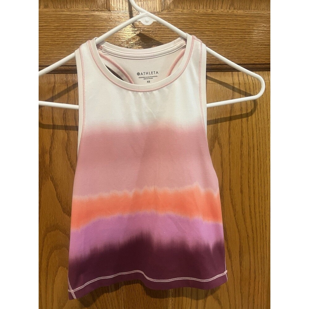 Athleta XS Shanti Printed Crop Tank Top in Sea Spray Vintage Plum Women
